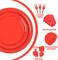 100 Count Red Paper Plates and Napkins Red Party Tableware Set Red Disposable Plates Napkins and Forks for Wedding Birthday Party Bridal Shower Baby Shower, Serve 25